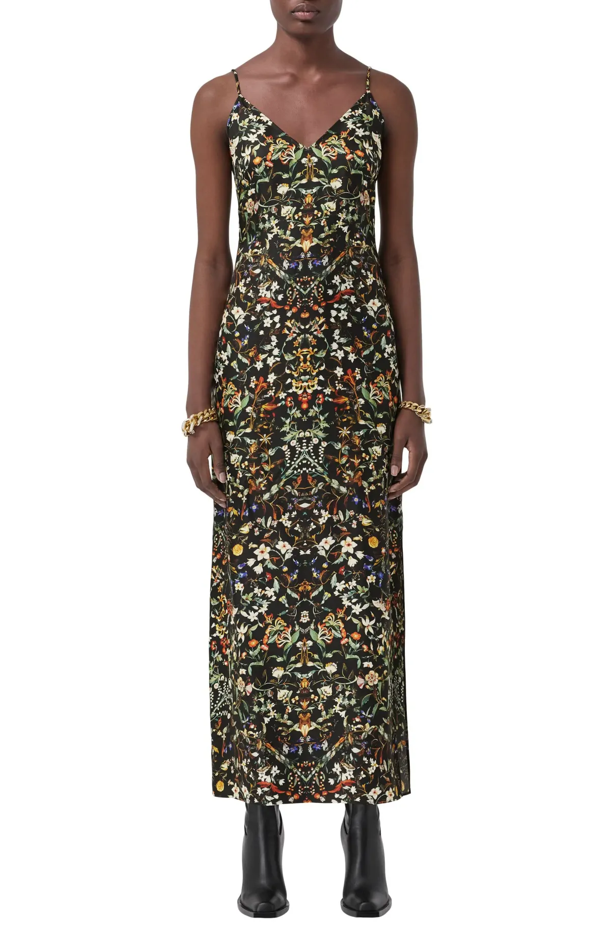 Burberry Maris Floral Silk Slip Dress Black Size 10 - Image 1