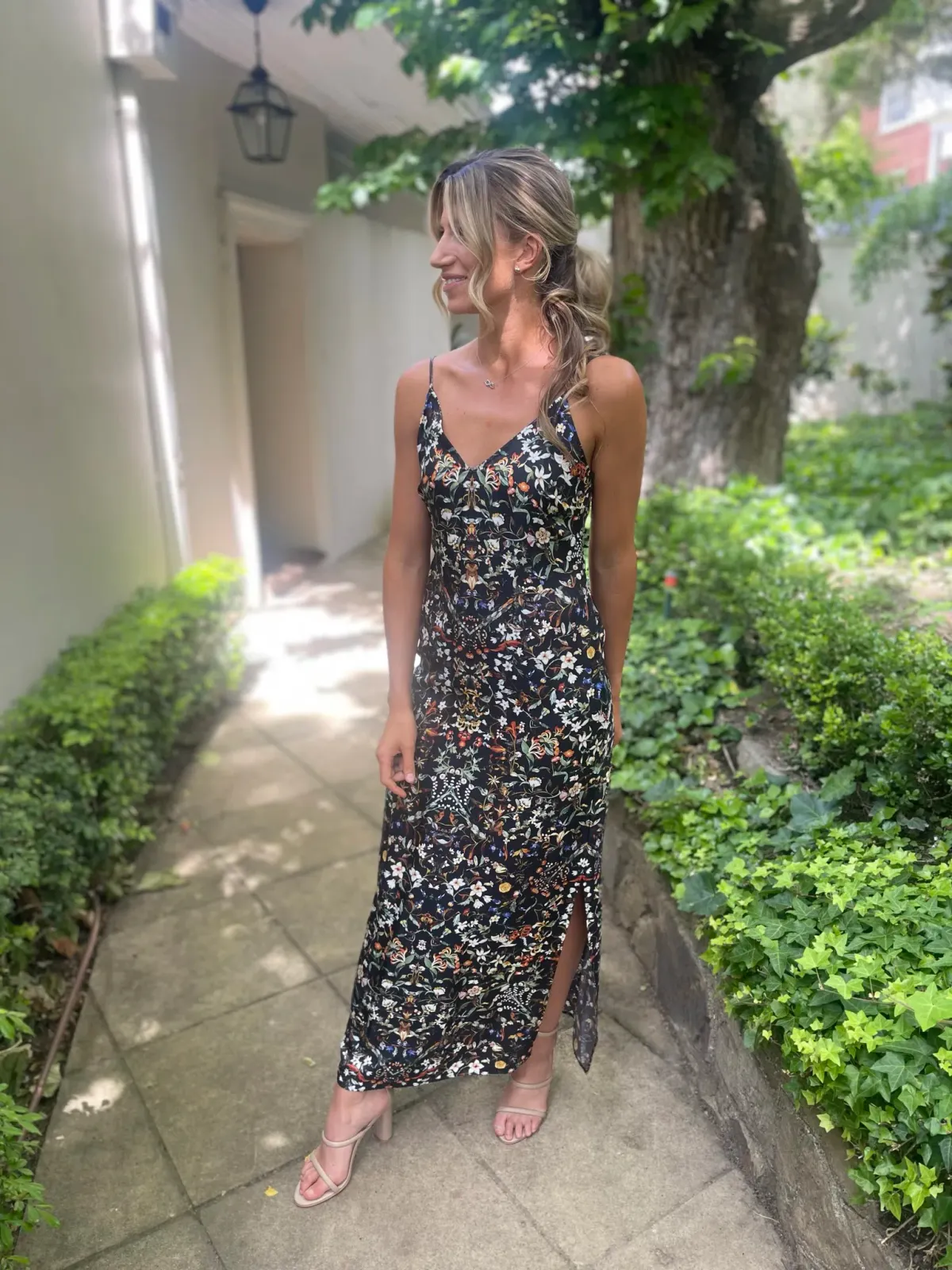 Burberry Maris Floral Silk Slip Dress Black Size 10 - Image 5