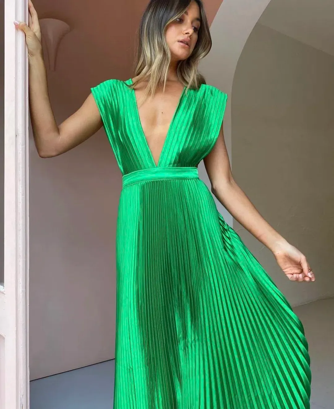 L'idee Gala Gown Bright Green Size 10 for rent on The Volte - main image