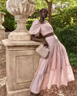 Aje Esme Puff Sleeve Cropped Top and Imprint Maxi Skirt Set Dusty Pink Size 8 for rent on The Volte - image 5