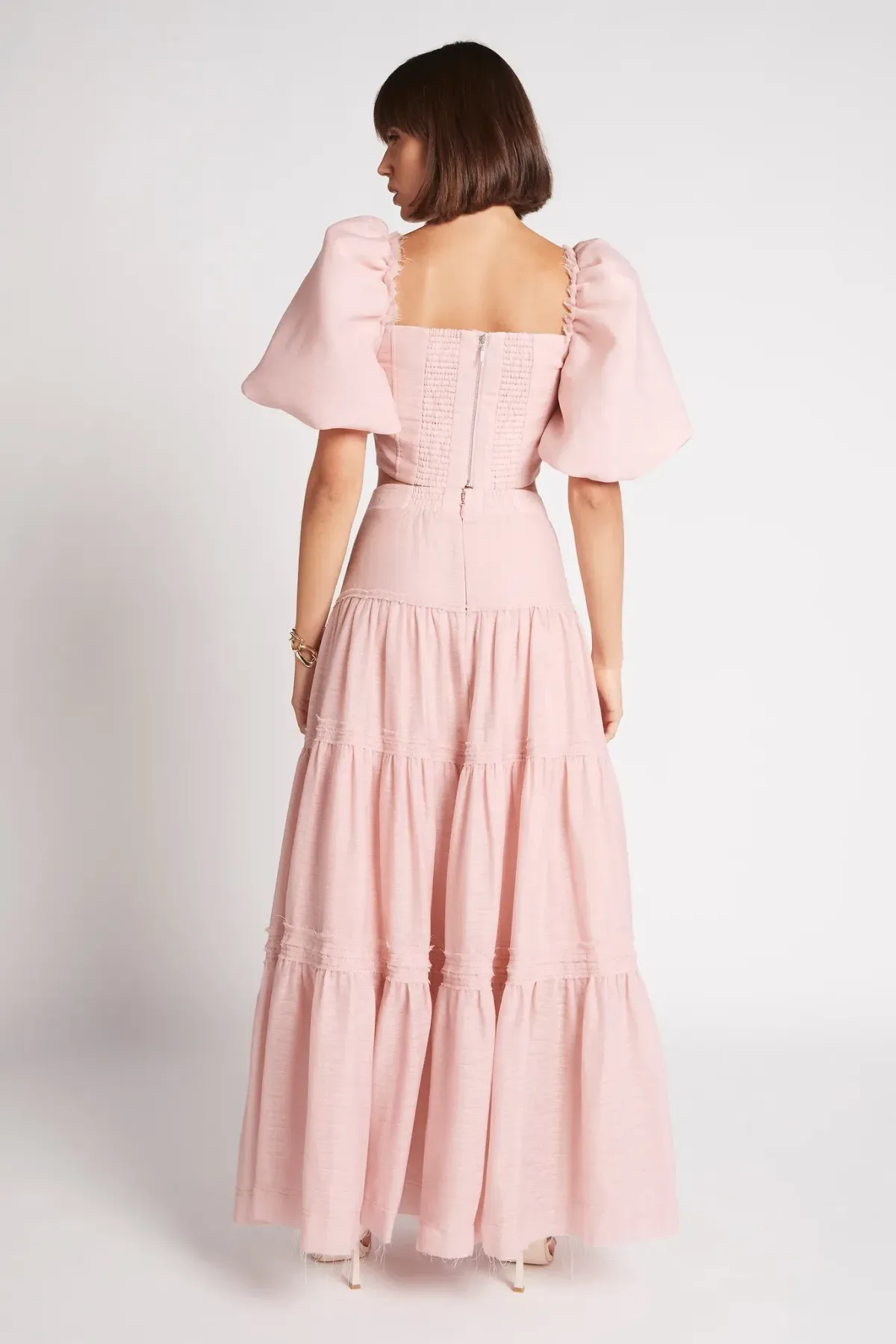 Aje Esme Puff Sleeve Cropped Top and Imprint Maxi Skirt Set Dusty Pink Size 8 - Image 3