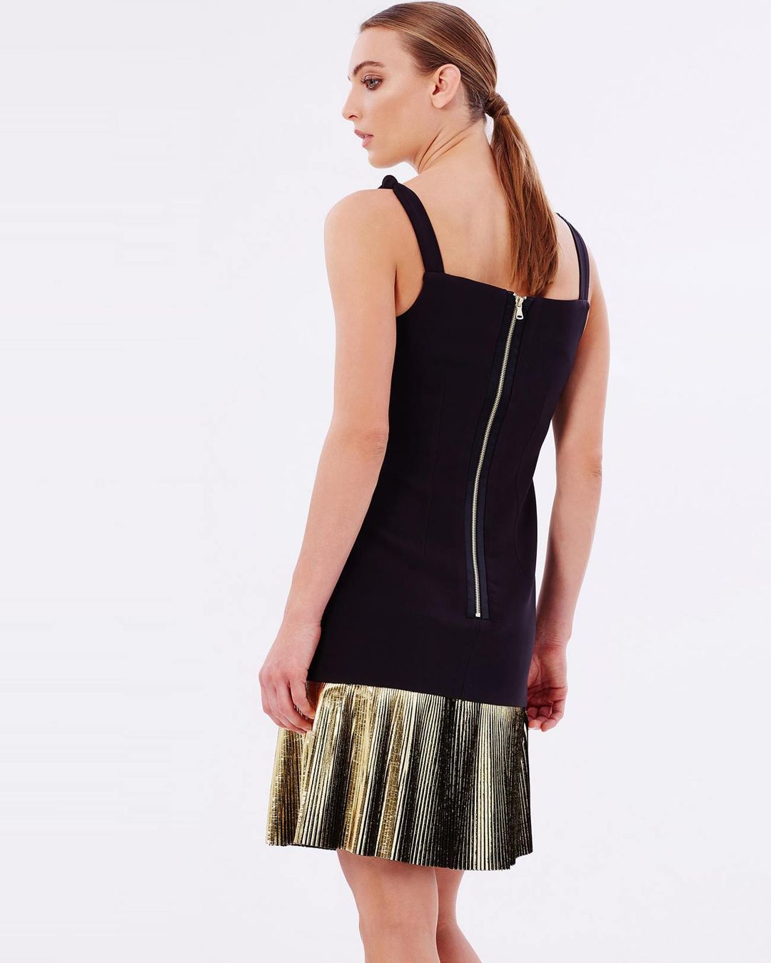 By Johnny Foil Fringe Layers Dress Black Gold Size 8 for rent on The Volte - main image