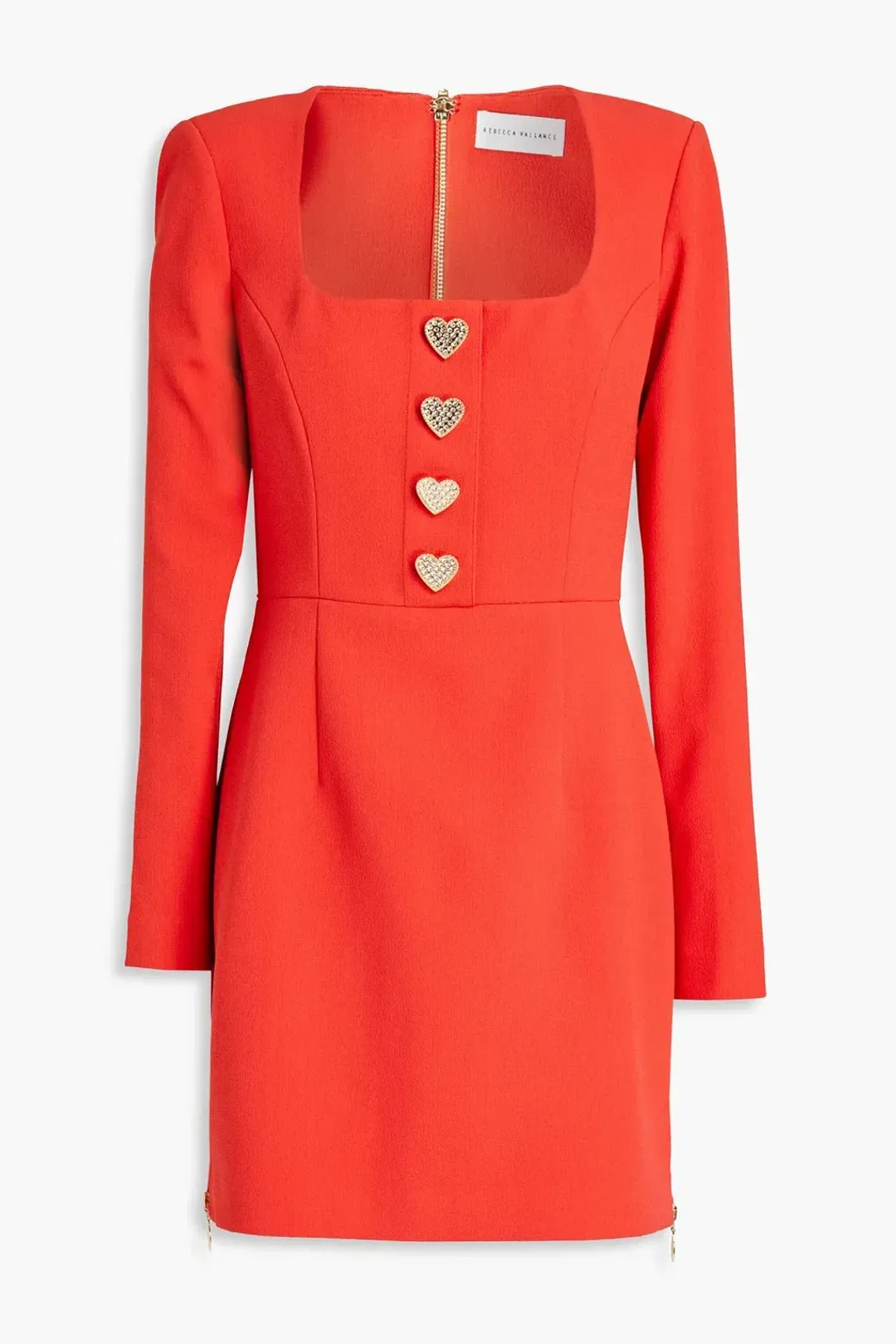 Rebecca Vallance Amara Embellished Crepe Mini Dress Tomato Red Size 16 for rent on The Volte - main image