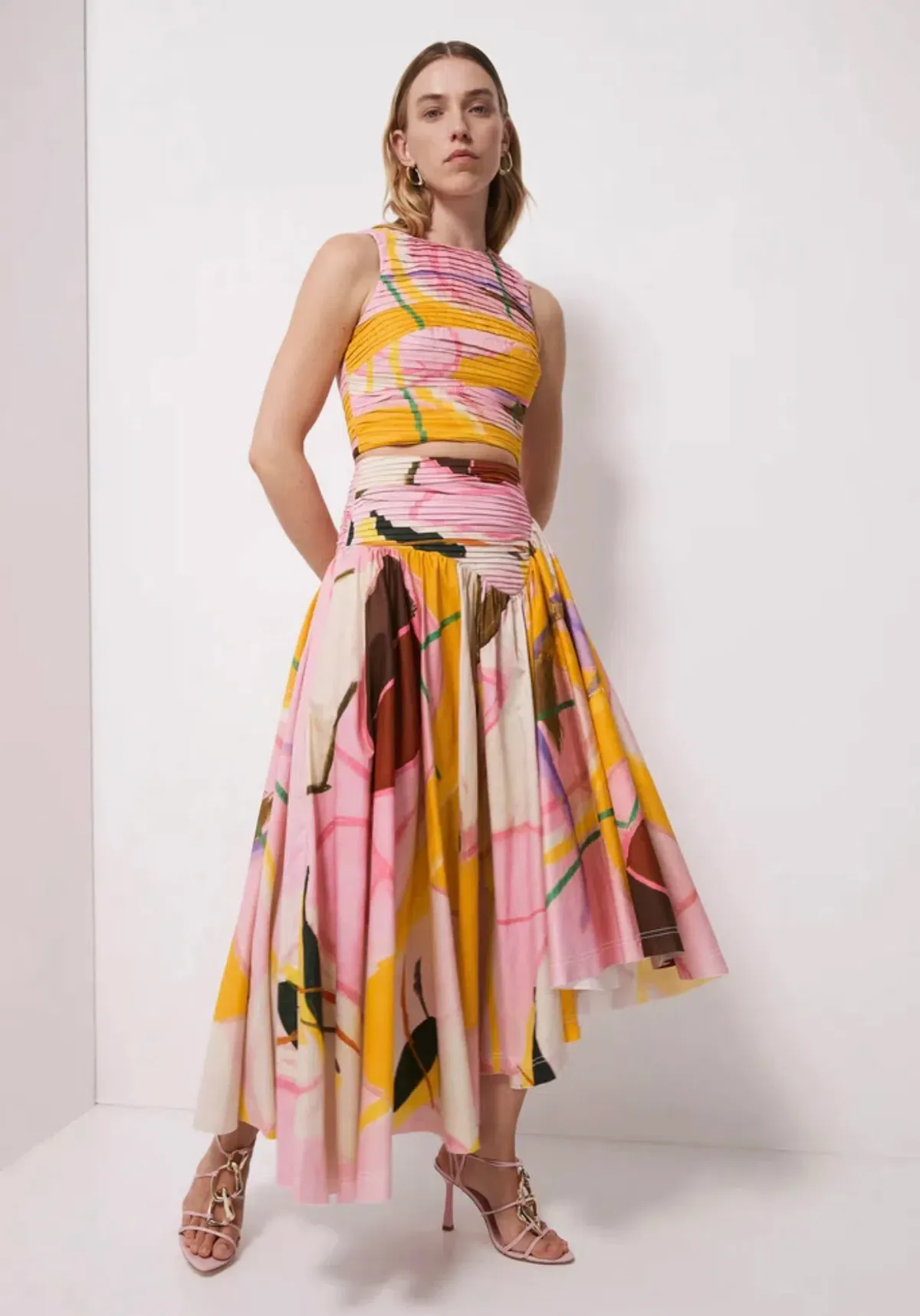 AJE Jolie Asymmetrical Midi Skirt Print Size 6 - Image 1