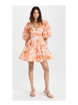 Zimmermann Postcard Puff Sleeve Mini Dress Floral Size 1 / Au 10 for rent on The Volte - image 1