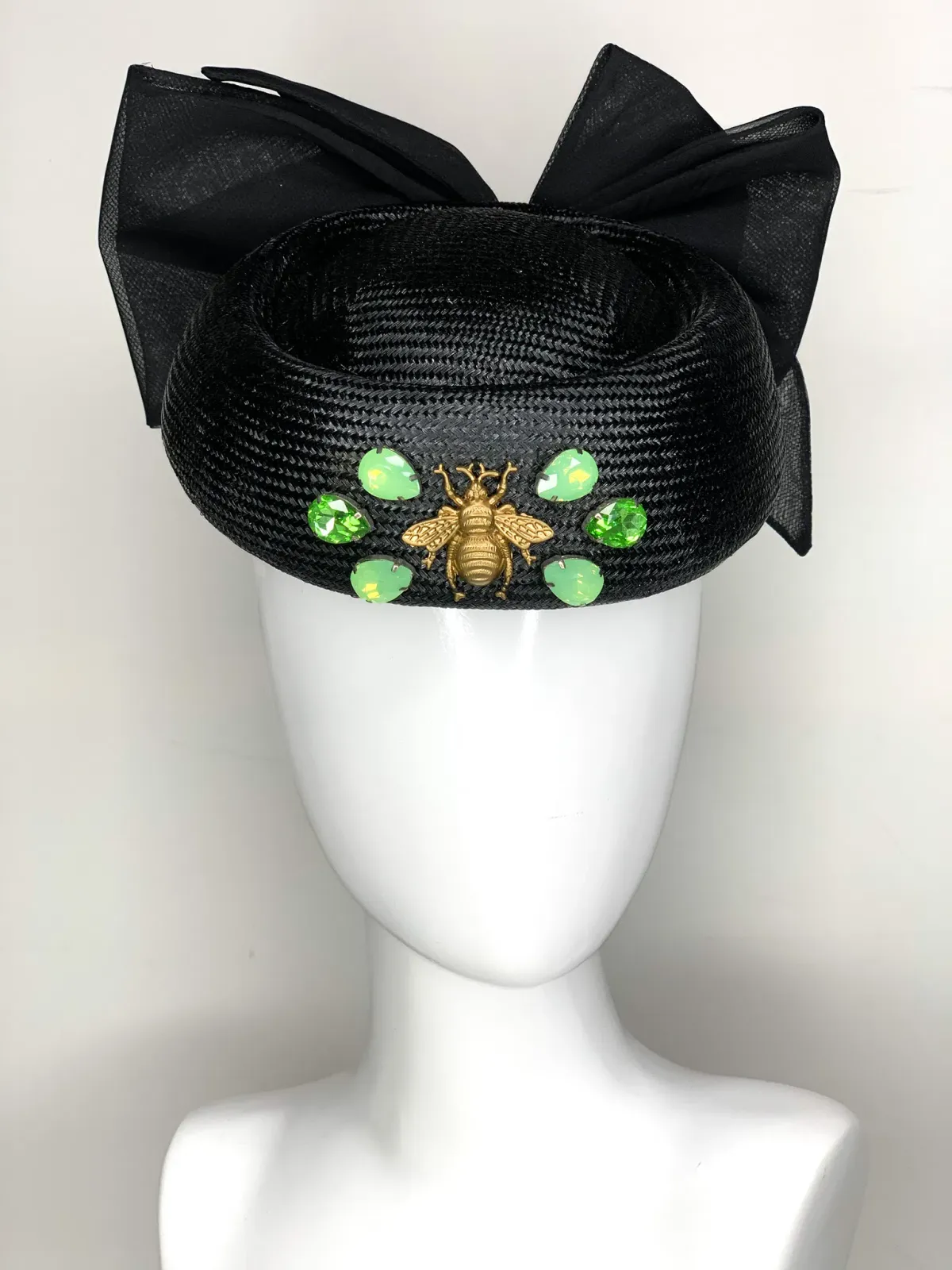 Halo & Rose Pillbox Hat Black/Green - Image 5