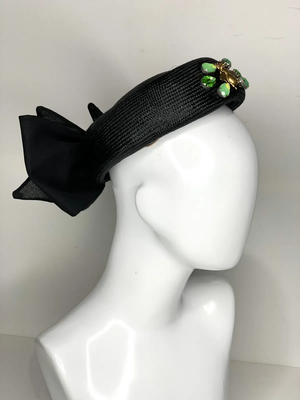 Halo & Rose Pillbox Hat Black/Green - Image 6