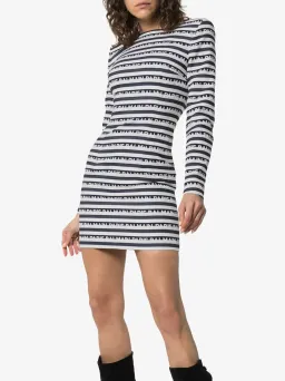Balmain Mini Striped Jacquard Logo Dress Print Size 38 / AU 8 for rent on The Volte - image 2
