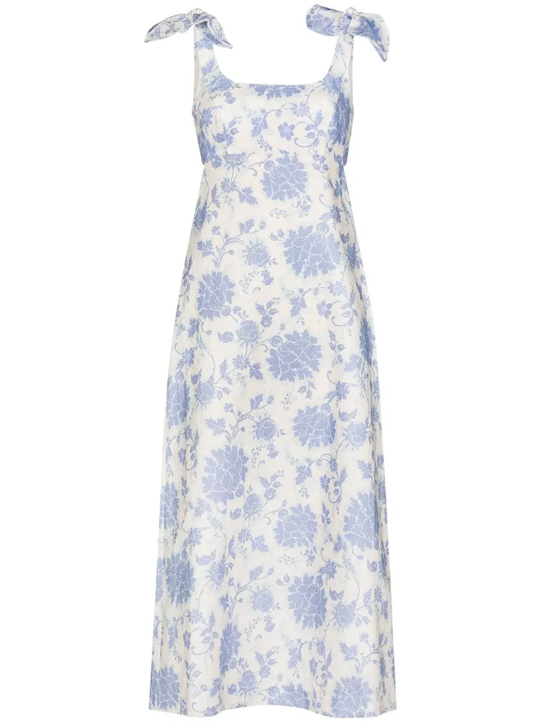 Zimmermann Postcard Tie Shoulder Midi Dress Blue Tonal Floral Size 0 / AU 8 for rent on The Volte - main image