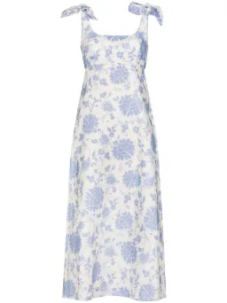 Zimmermann Postcard Tie Shoulder Midi Dress Blue Tonal Floral Size 0 / AU 8 for rent on The Volte - image 4