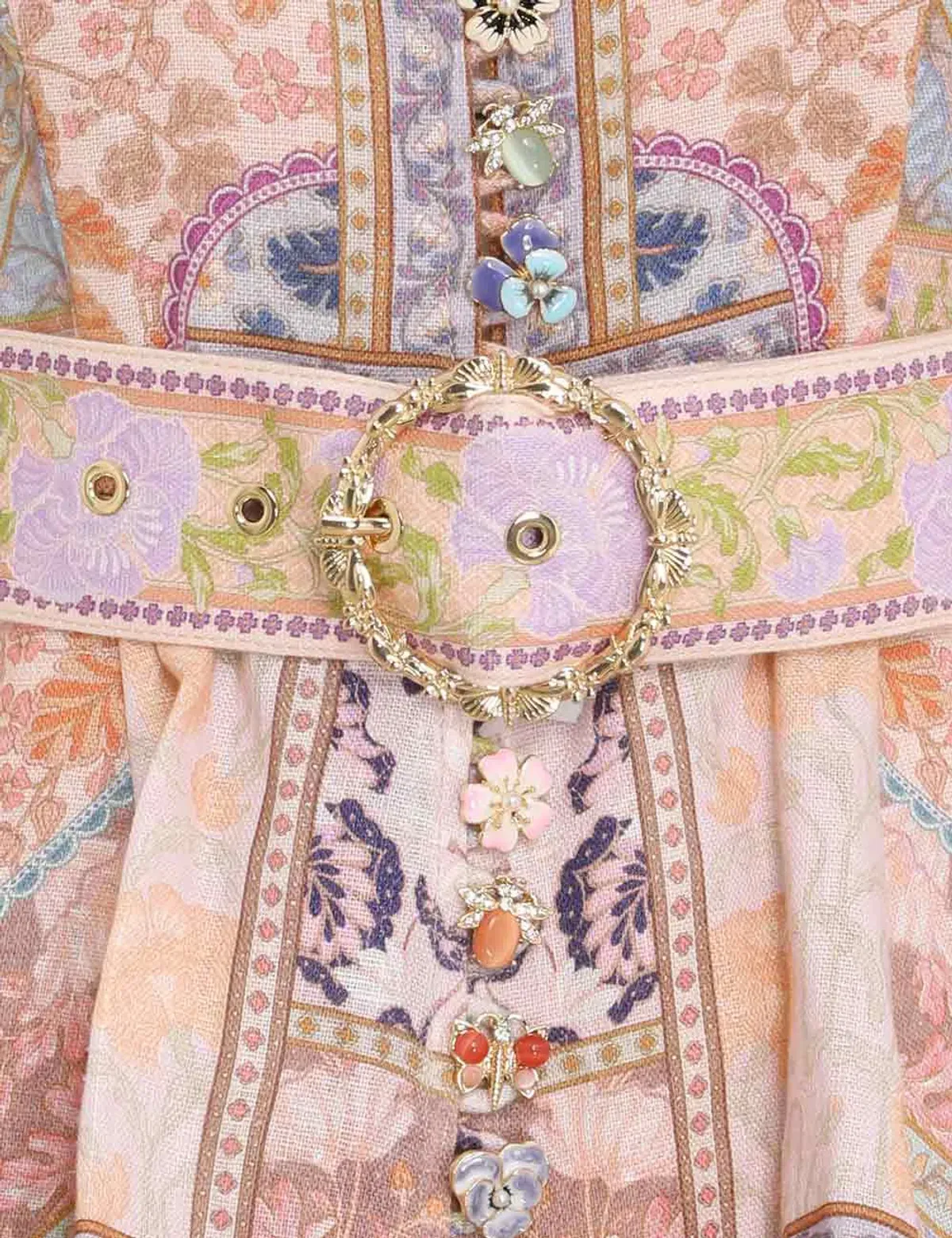 Zimmermann Stargazer Kaleidoscope Buttoned Mini Dress Multi Swirl Floral Print Size 2 / AU 12 - Image 3