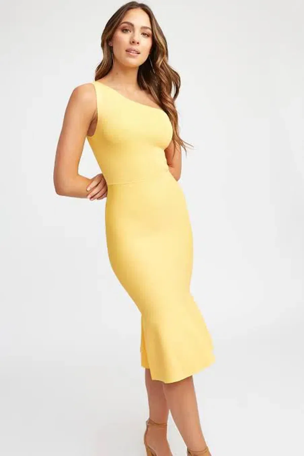 Kookai Florida One Shoulder Dress Lemon Size 6 for rent on The Volte - main image