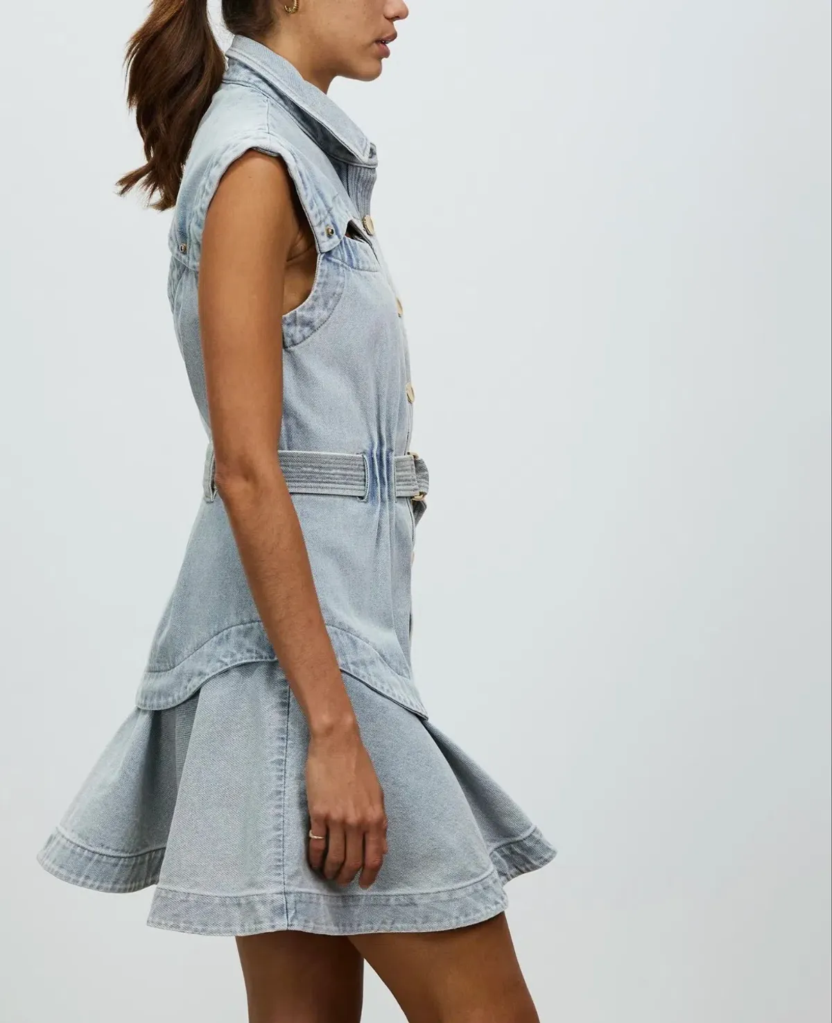 Acler Blake Denim Dress Ice Wash Blue Size 8 - Image 4