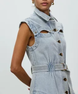 Acler Blake Denim Dress Ice Wash Blue Size 8 for rent on The Volte - image 3