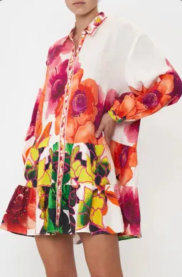 Camilla Pretty As A Poppy Tiered Shirt Dress Print Size L for rent on The Volte - image 1