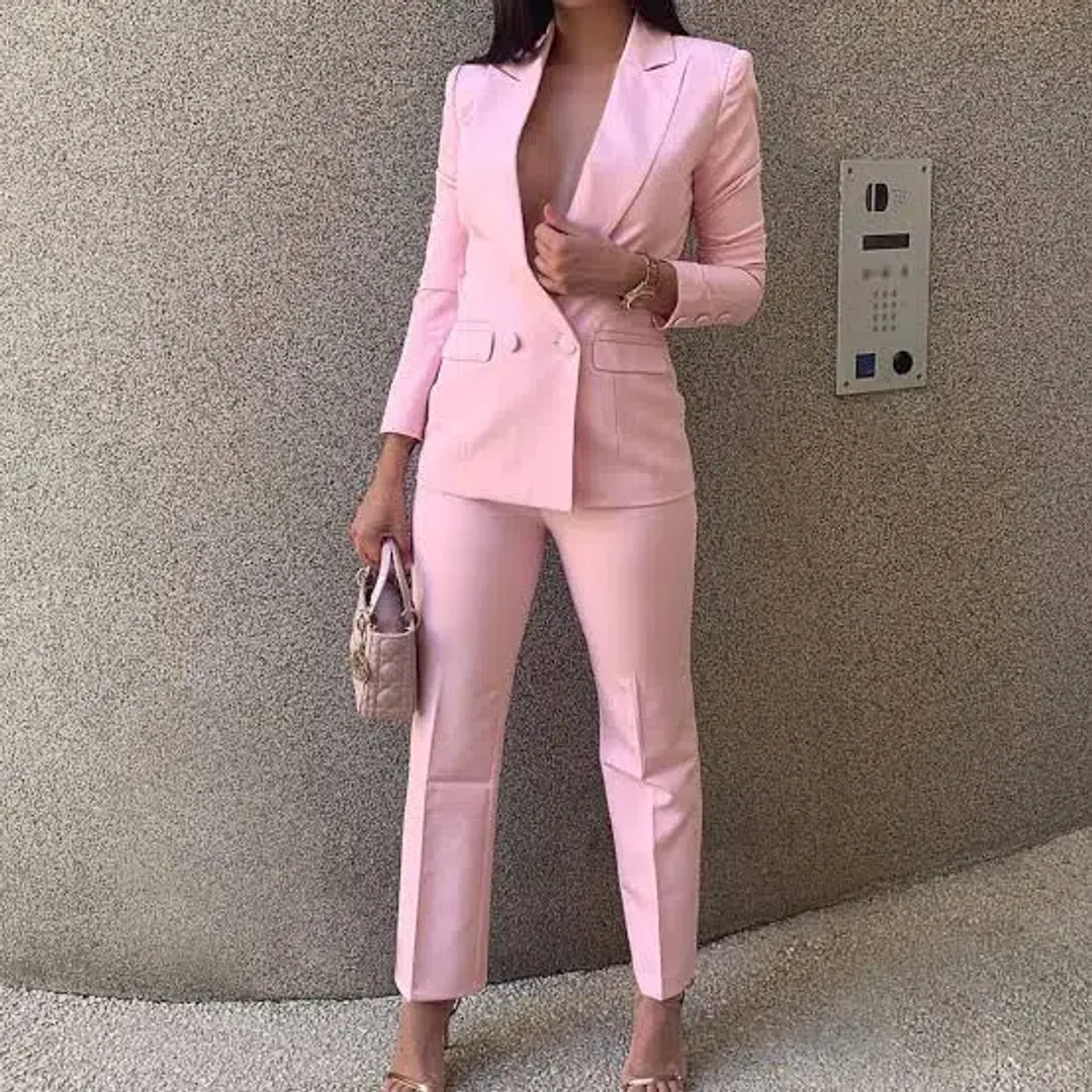 Meshki Tailored Two-Piece Suit Pink Size 6/XS for rent on The Volte - main image