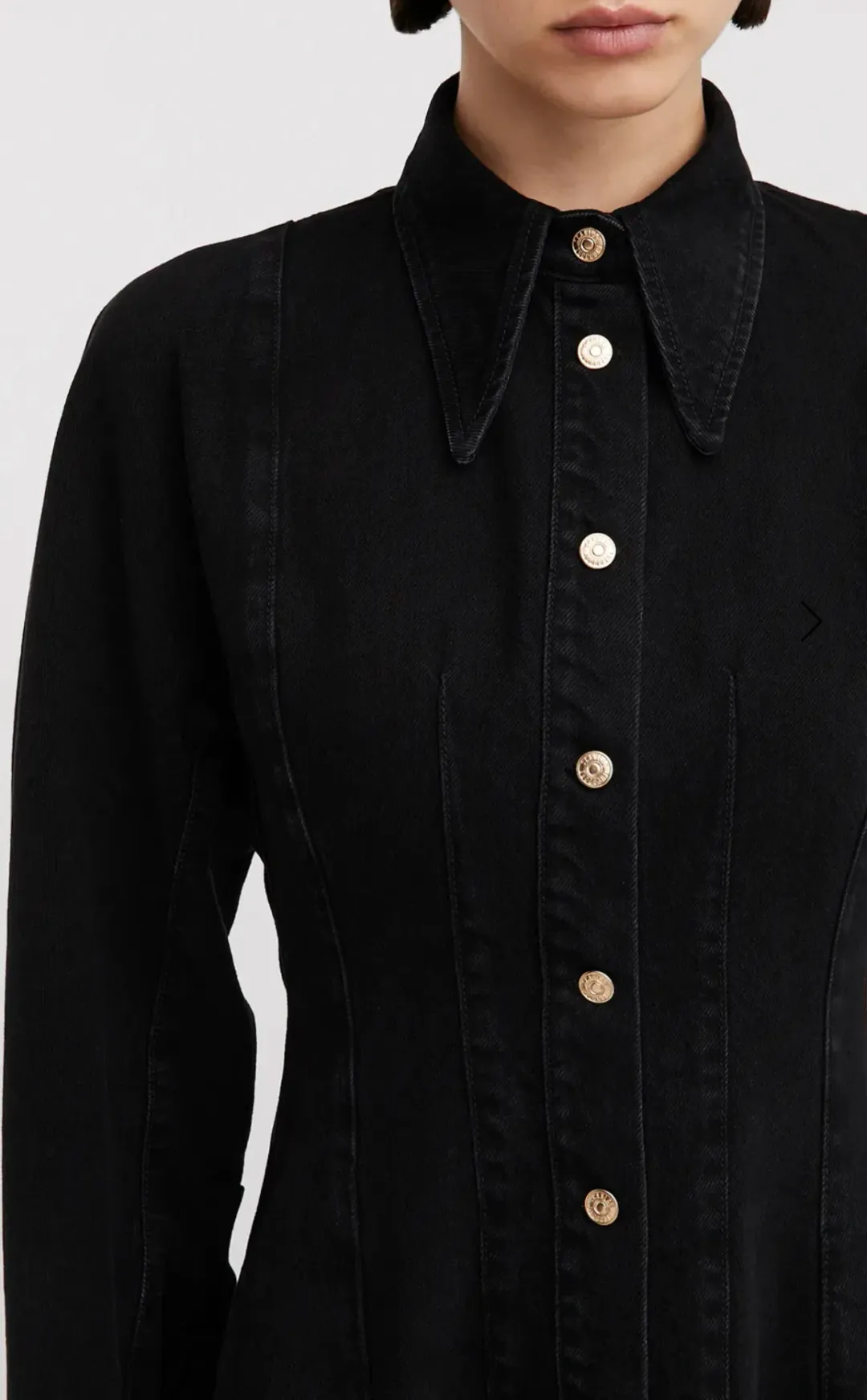 Scanlan Theodore Denim Cocoon Sleeve Mini Dress Black Size 6 for rent on The Volte - main image