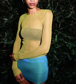 Tank Air Studio Hot Mesh Top and Lotus Mini Skirt Green/Blue Size AU 6 for rent on The Volte - image 3