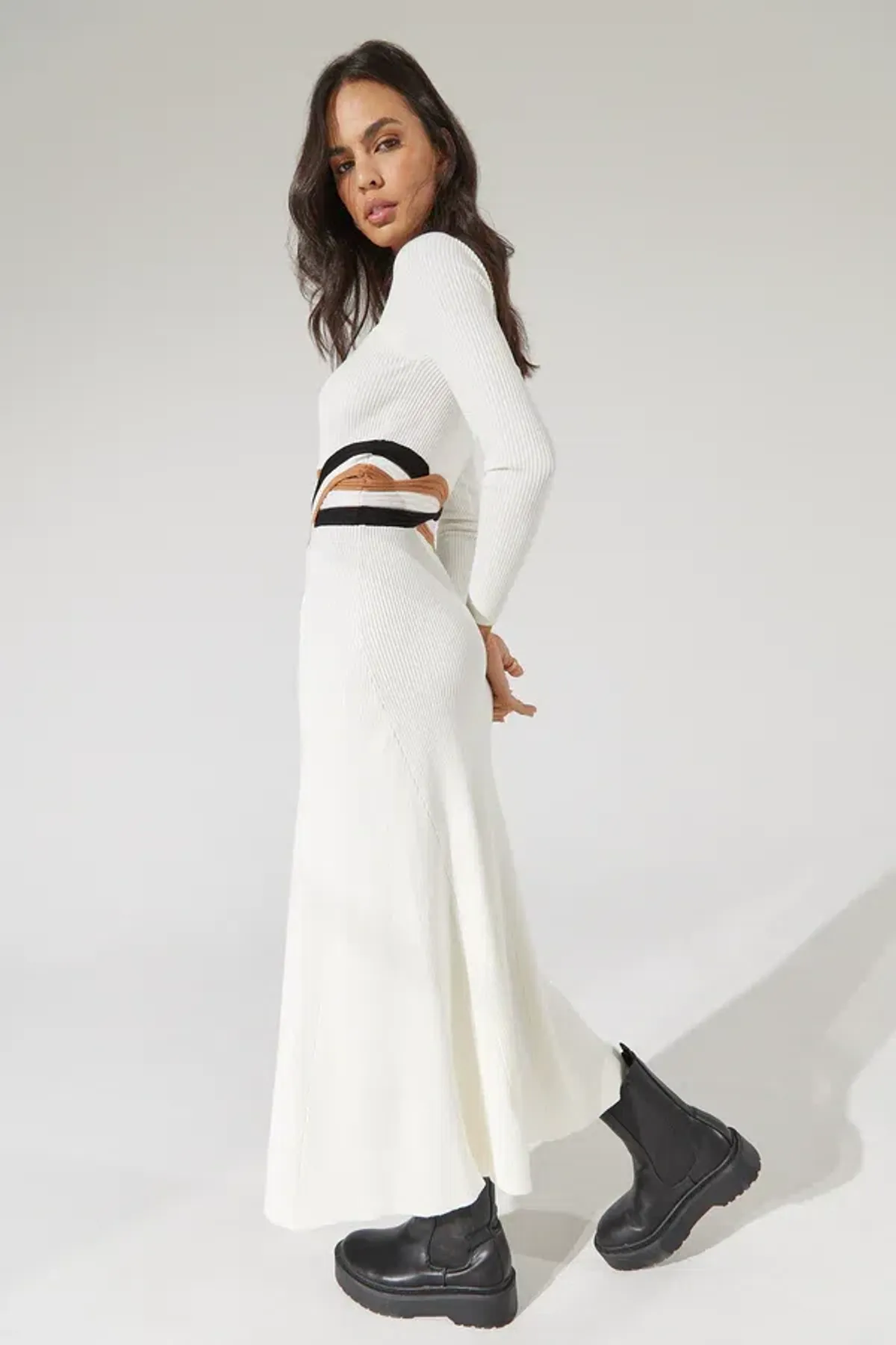 Sovere Inertia Knit Midi Dress White Size 8 - Image 2