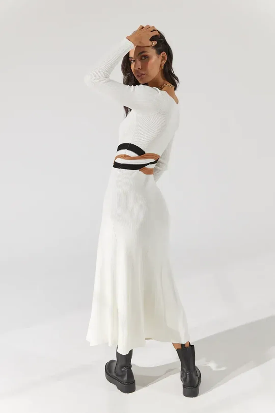 Sovere Inertia Knit Midi Dress White Size 8 for rent on The Volte - main image