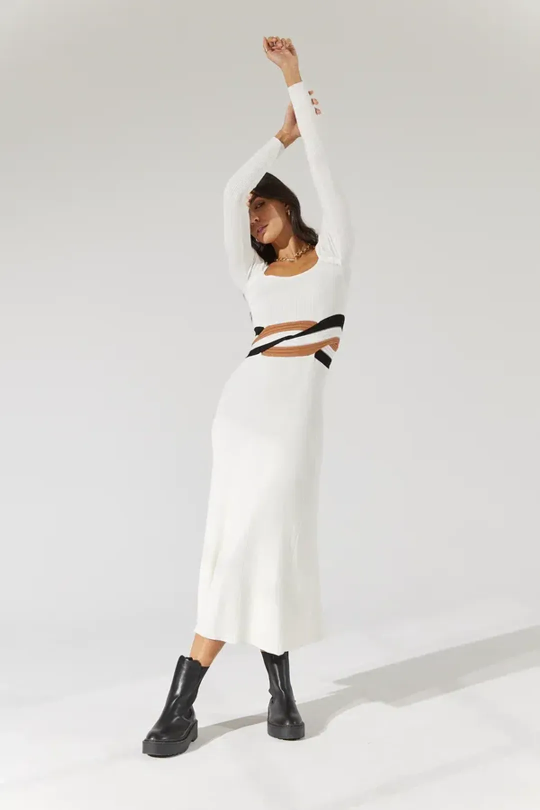 Sovere Inertia Knit Midi Dress White Size 8 for rent on The Volte - main image