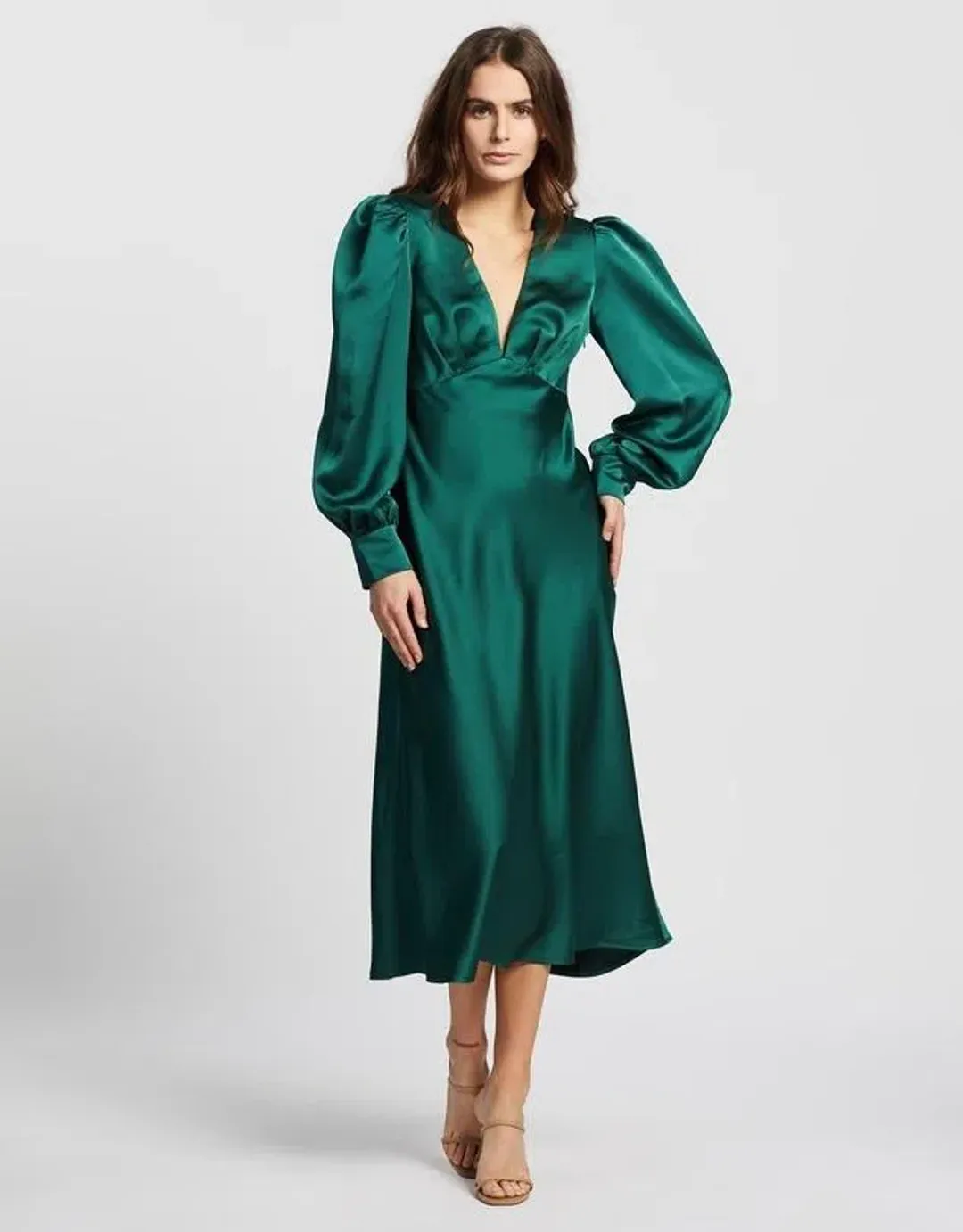 By Johnny Chloe Cross Back Midi Dress Army Green Size 8 for rent on The Volte - main image