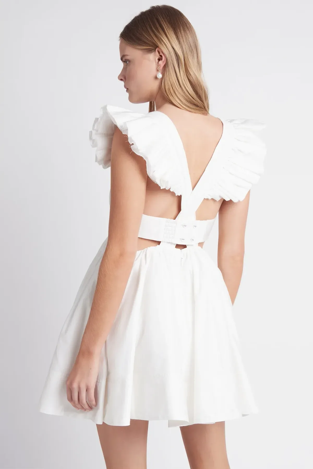 Aje Midsummer Mini Dress Ivory Size 14 - Image 4