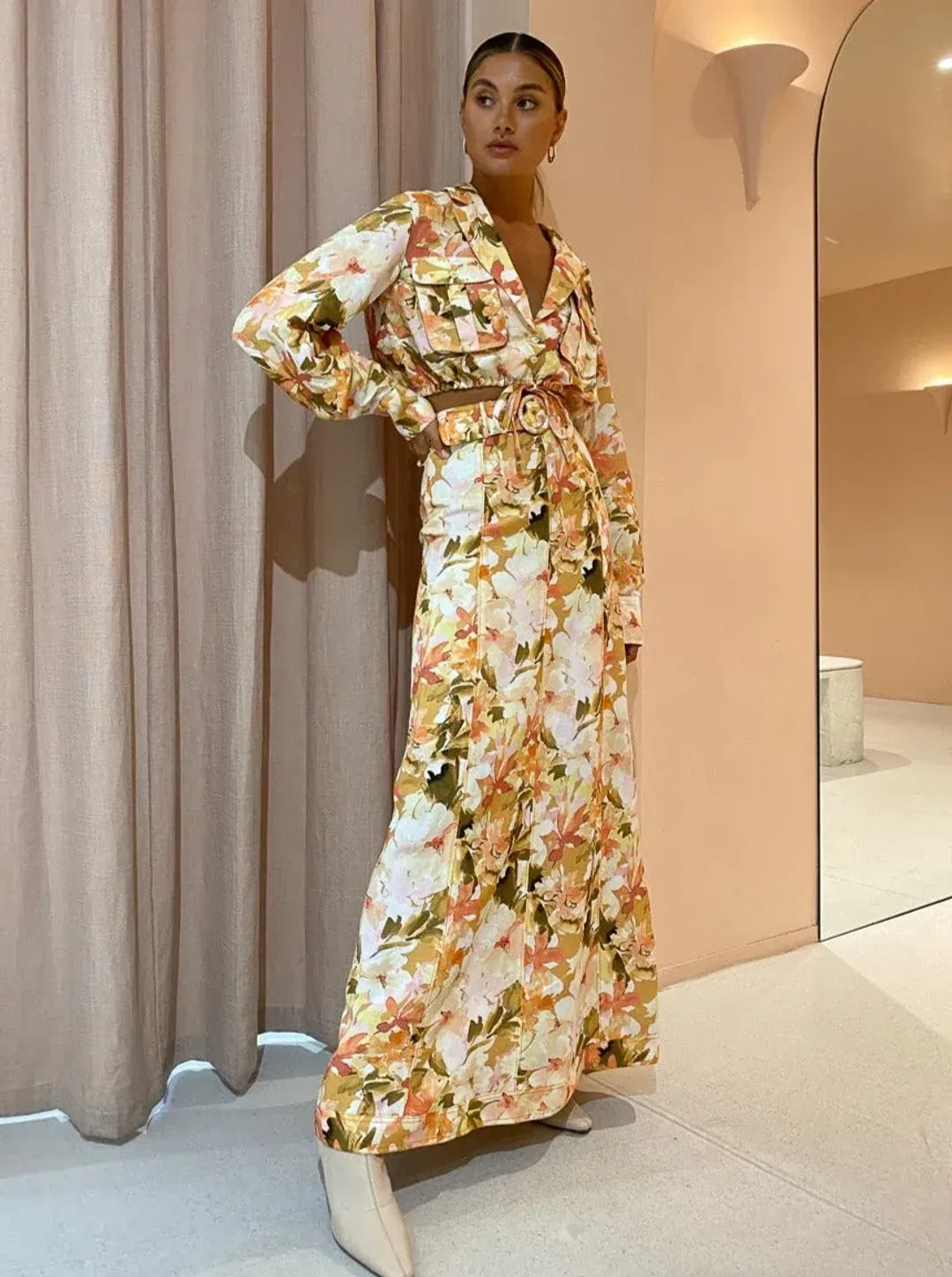 Significant Other Svana Skirt & Vienna Top Set in Watercolour Floral Print Size 6 for rent on The Volte - main image