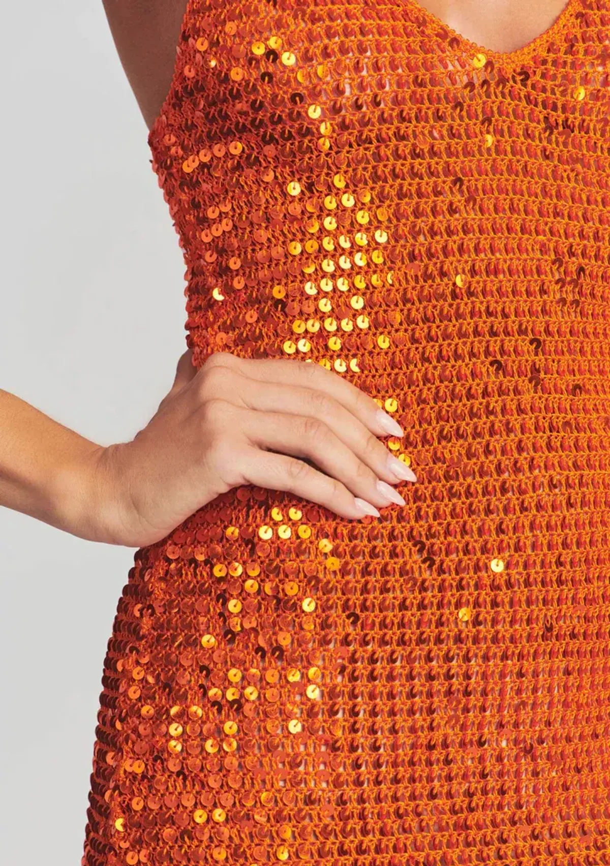 Retrofete Elliana Sequin Mini Dress Orange Size XS / Au 6 - Image 2