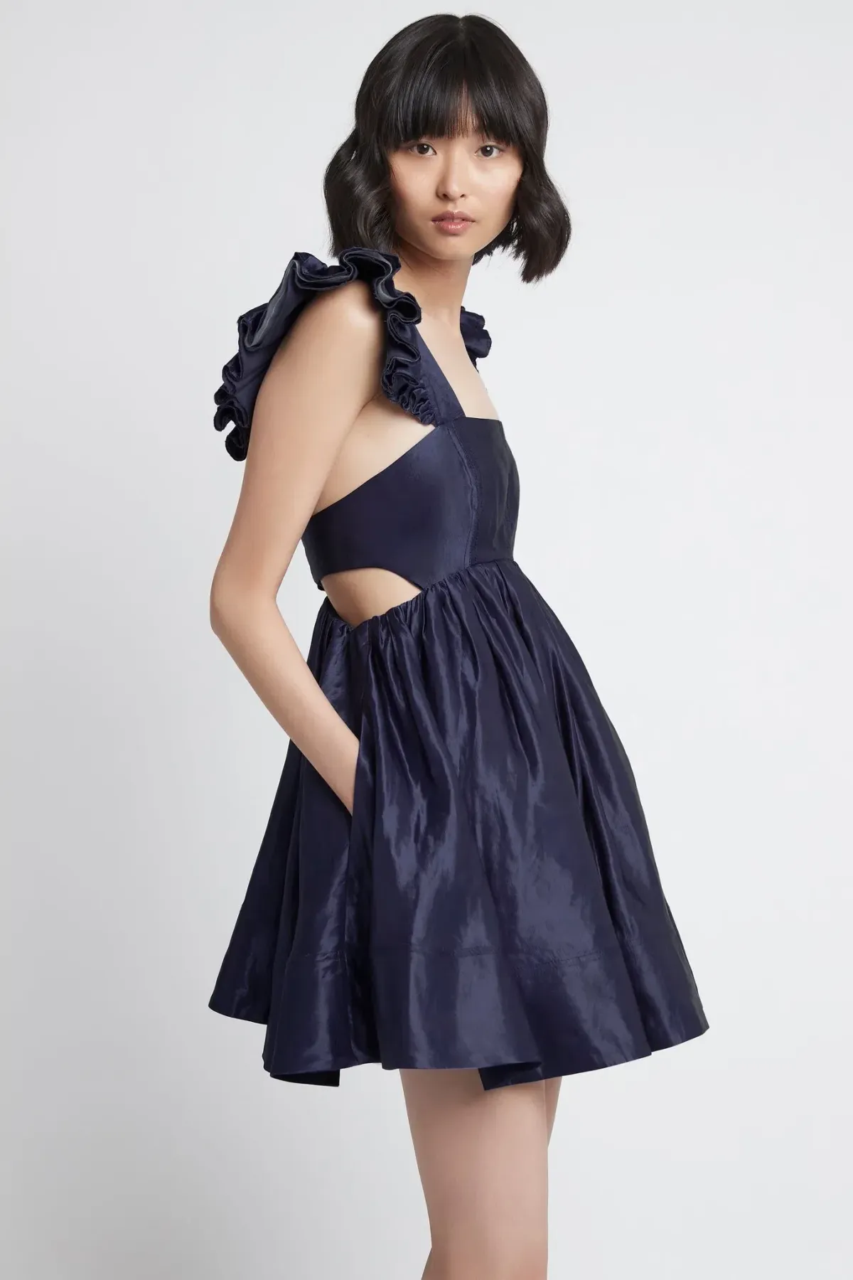 Aje Revitalise Frill Mini Dress Indigo Size 4 - Image 4
