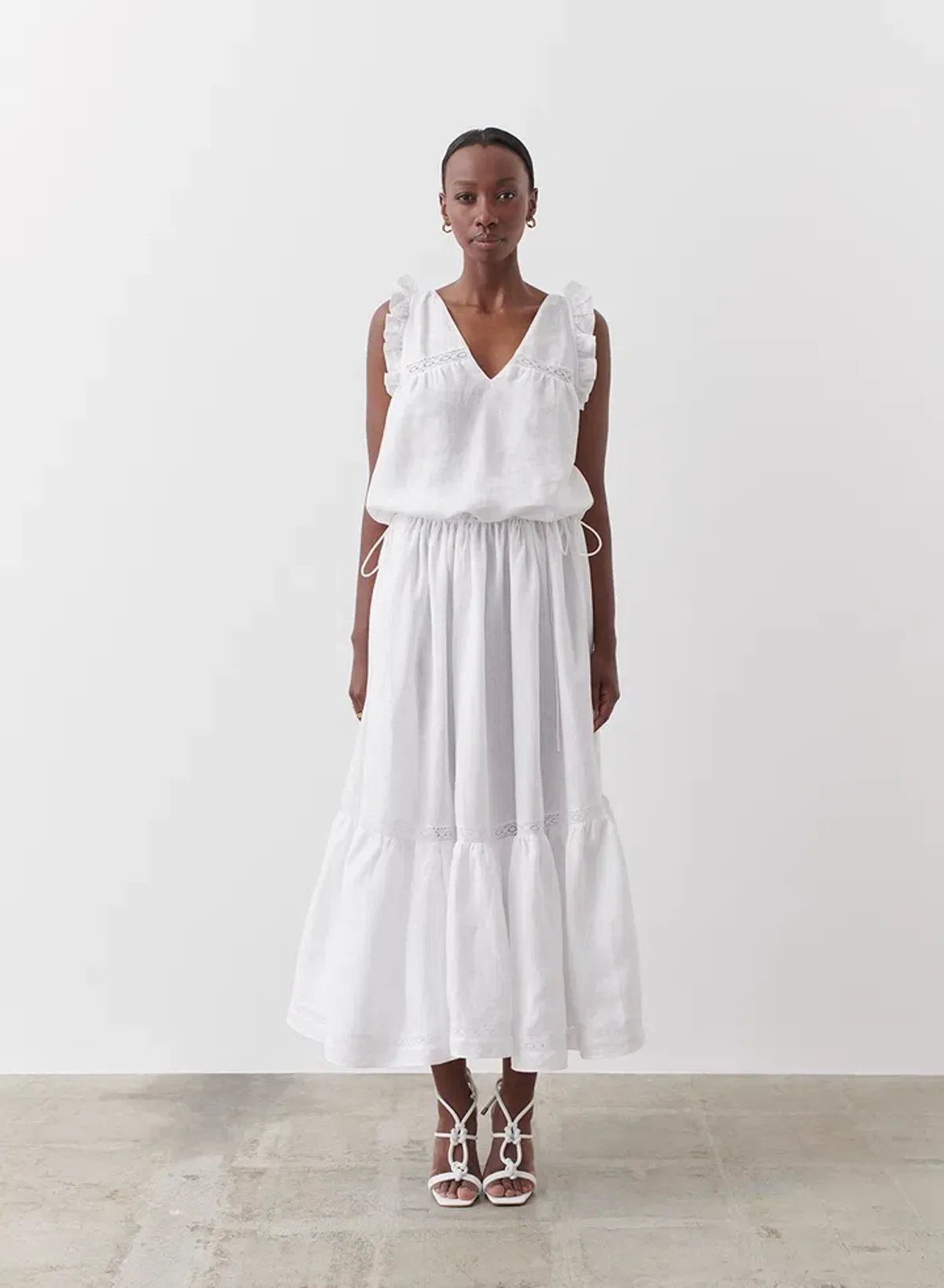 Joslin Gracie Linen Maxi Dress White Size 10 - Image 1