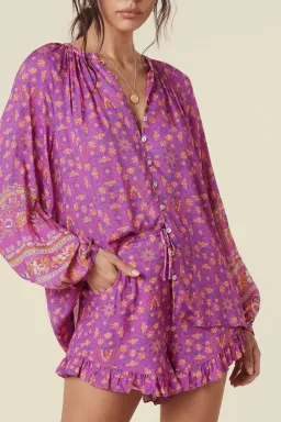 Spell Madame Peacock Blouse and Short Set Print Size M for rent on The Volte - image 2
