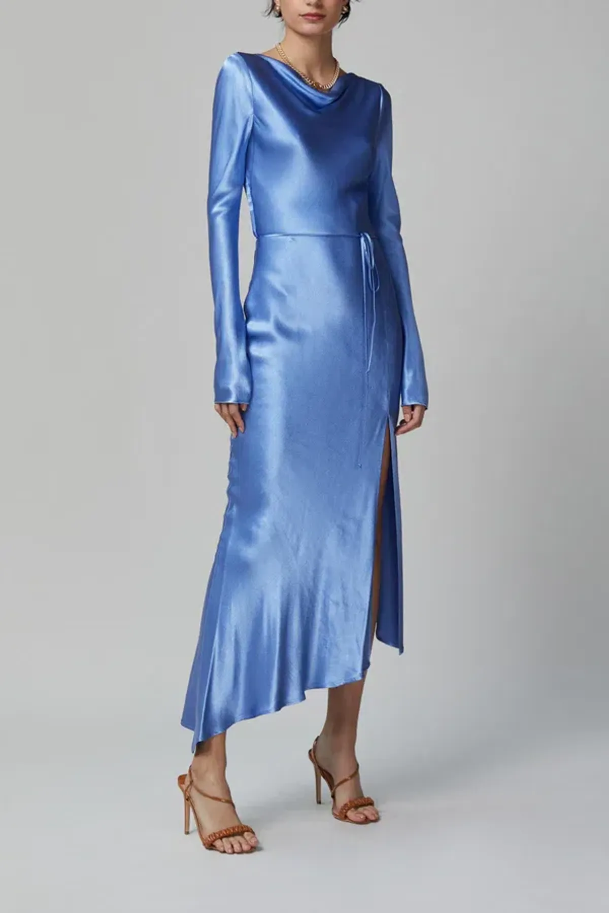 Bec & Bridge Delphine LS Midi Dress Cornflower Blue Size 8 for rent on The Volte - main image