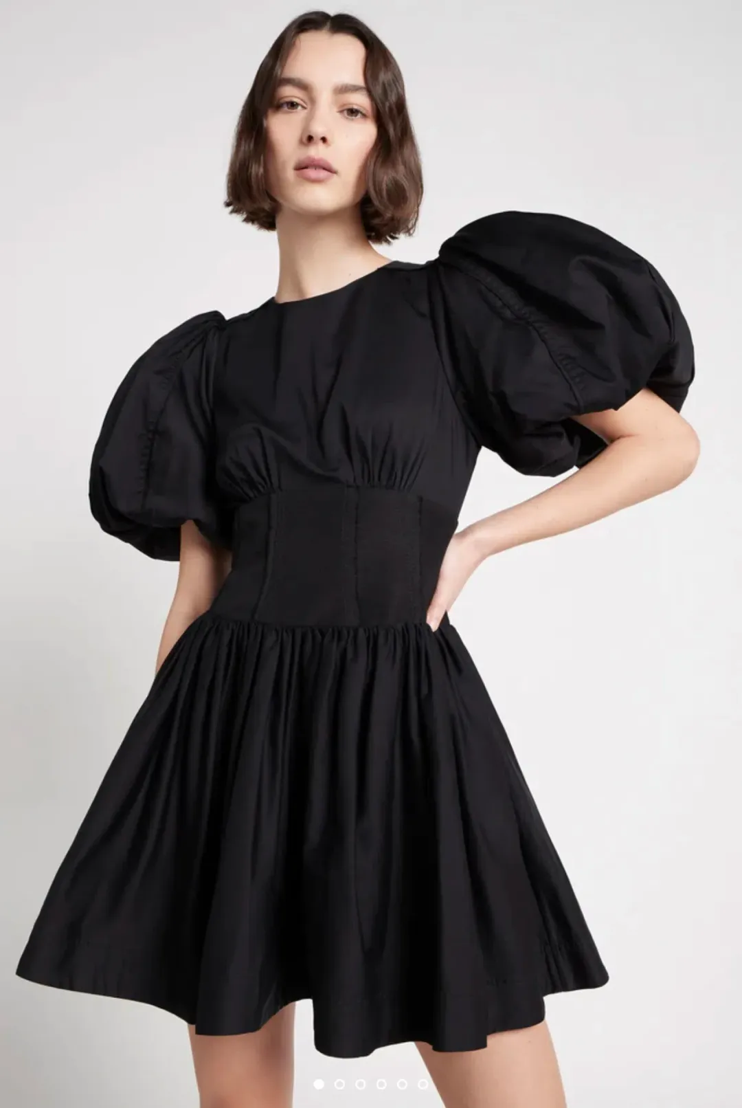 Aje Gianna Puff Sleeve Mini Dress Black Size 12 for rent on The Volte - main image