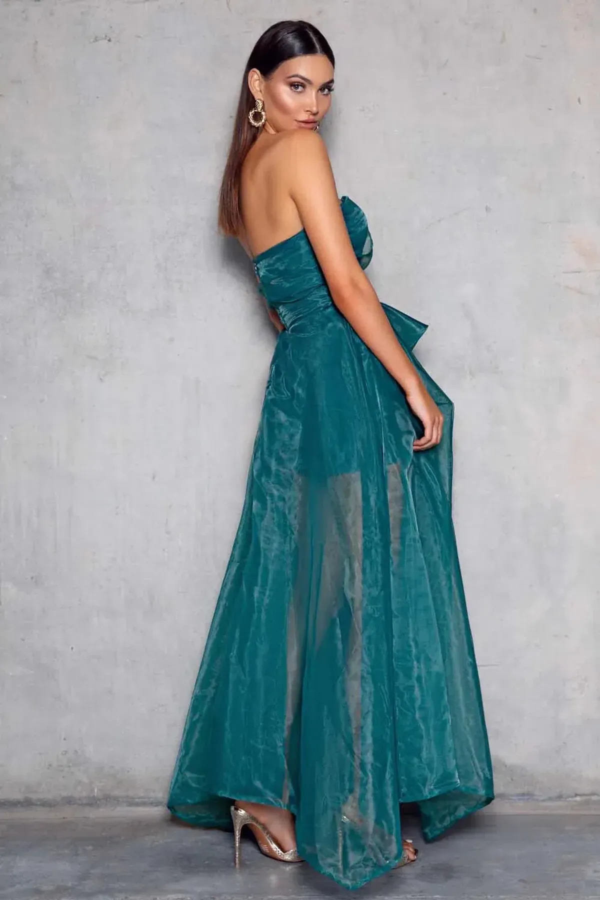 Elle Zeitoune Hazel Gown Emerald Green Size 12 - Image 3