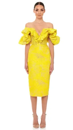 Eliya The Label Mayfair Midi Dress Yellow Size 12 for rent on The Volte - image 1