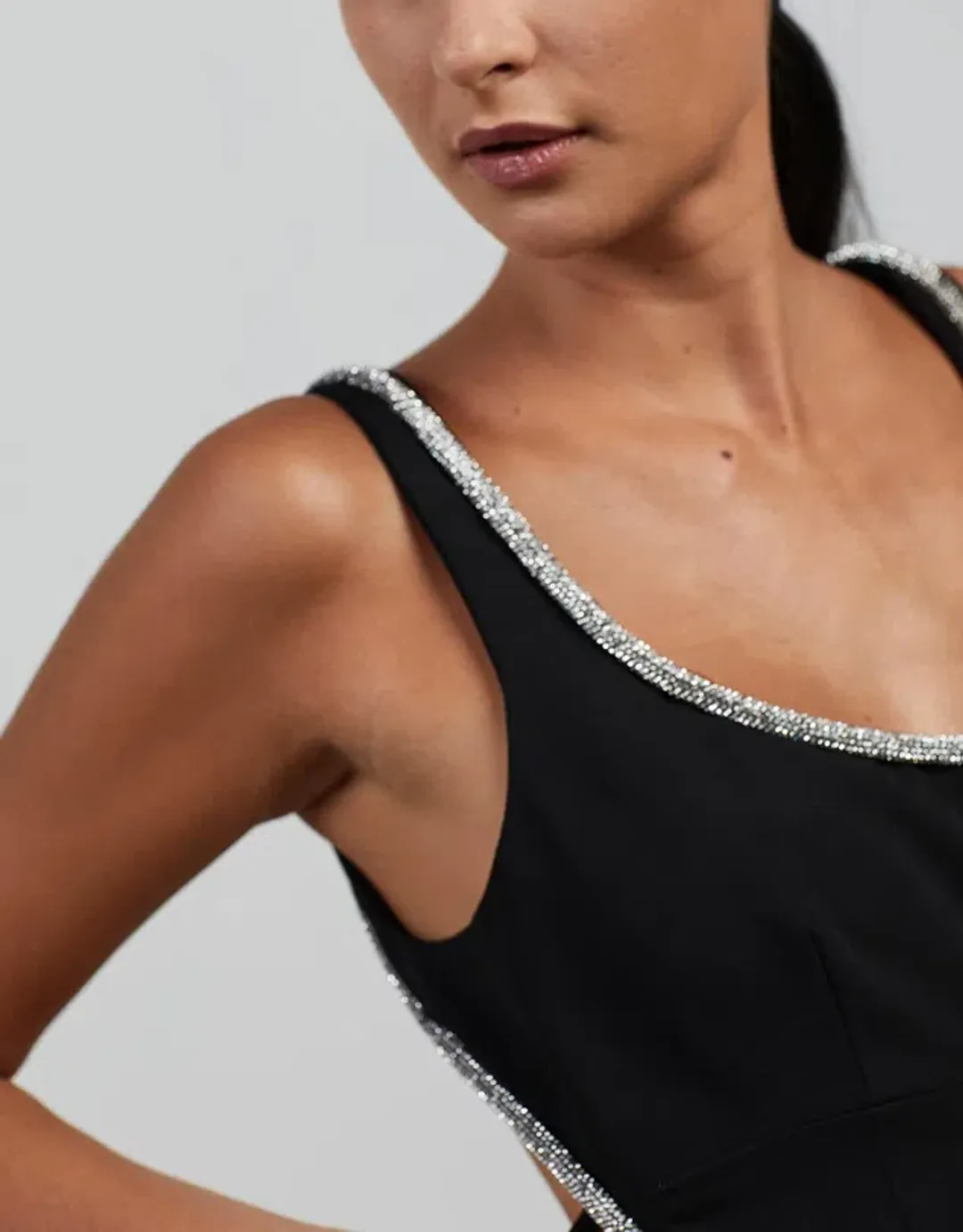 Nicola Finetti Short Rhinestone Dress Black Size 6 for rent on The Volte - main image