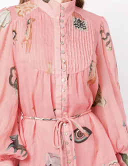 Alemais Cleo Smock Mini Dress in Pink Size 6 for rent on The Volte - image 3