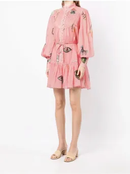 Alemais Cleo Smock Mini Dress in Pink Size 6 for rent on The Volte - image 1