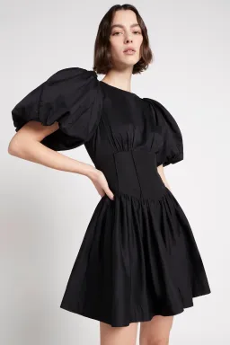 Aje Gianna Puff Sleeve Mini Dress Black Size 10 for rent on The Volte - image 2