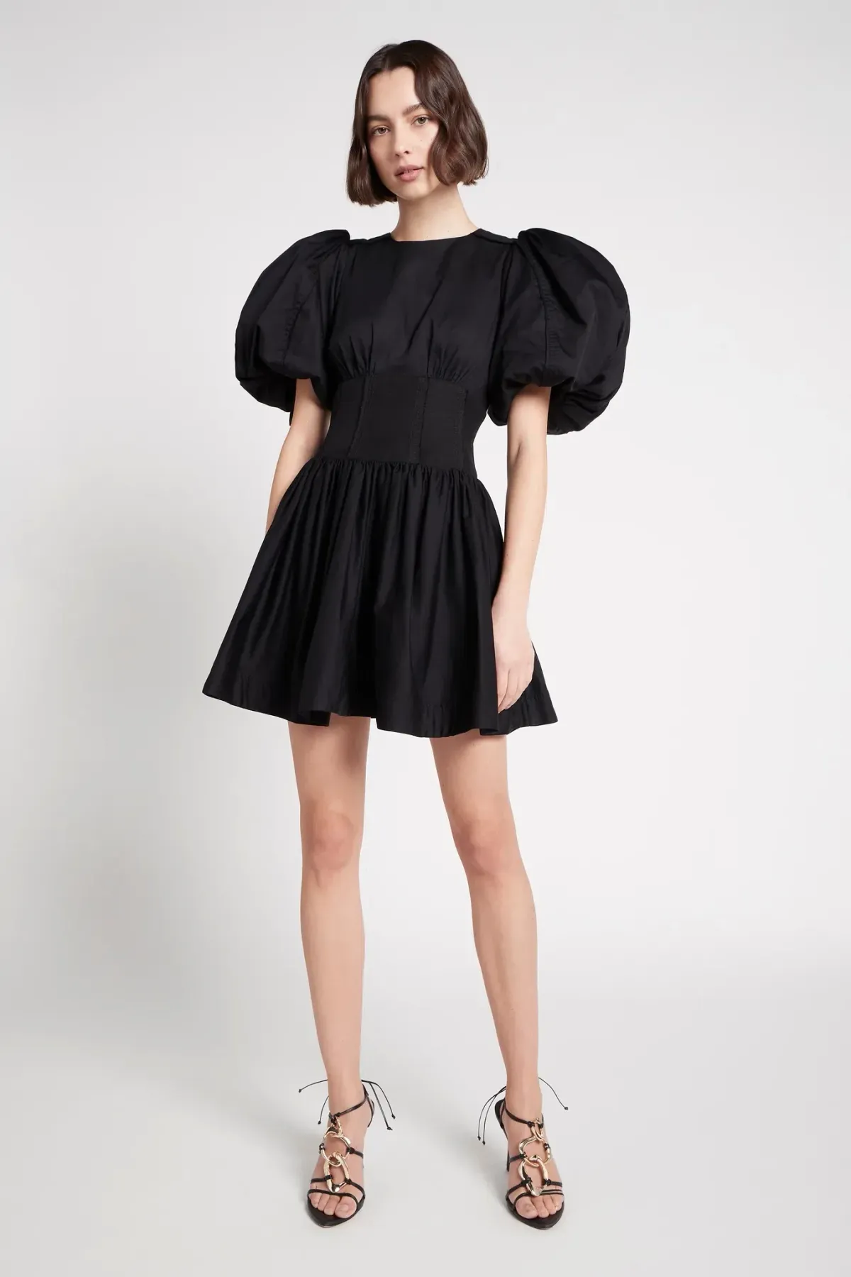 Aje Gianna Puff Sleeve Mini Dress Black Size 10 for rent on The Volte - main image