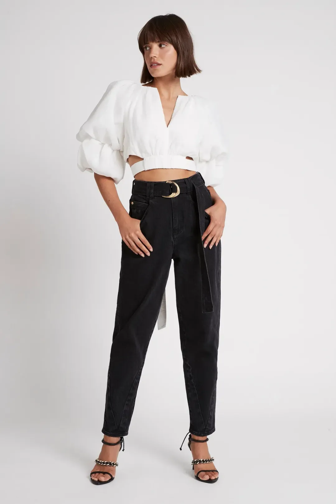 Aje Impression Cropped Tie Top White Size 8 for rent on The Volte - main image