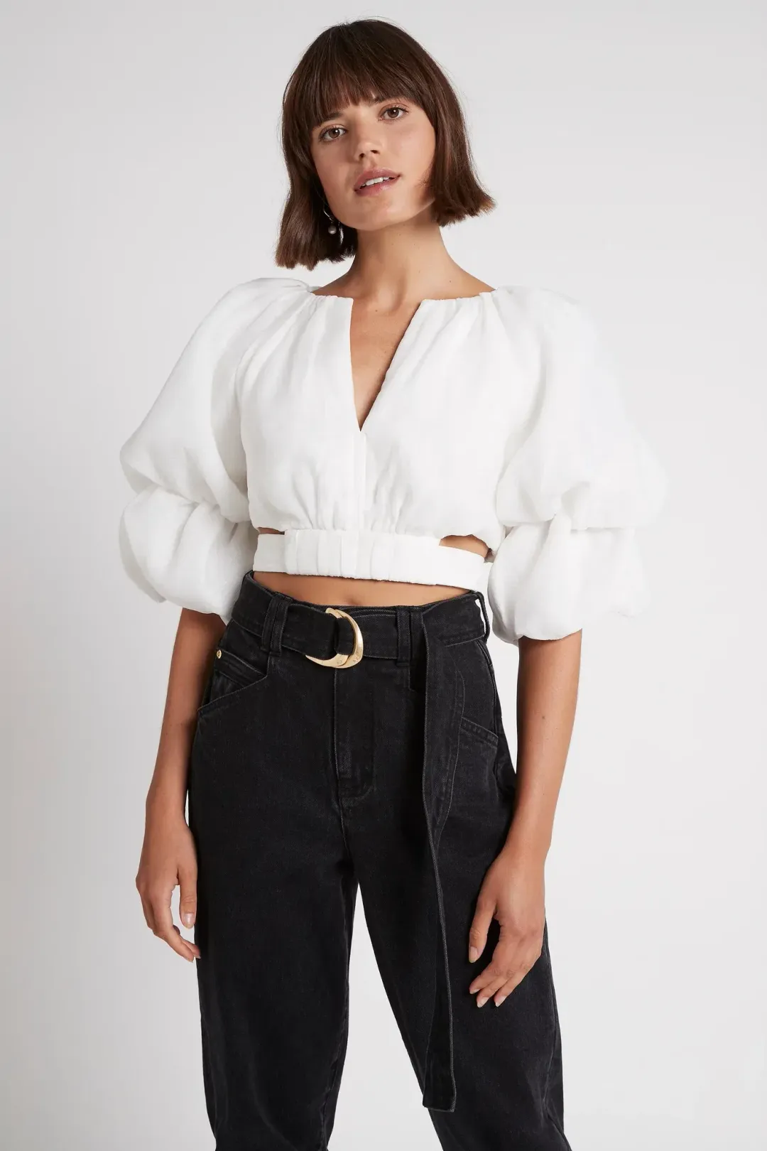 Aje Impression Cropped Tie Top White Size 8 for rent on The Volte - main image