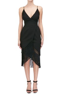 NICHOLAS - Fringe Crepe Wrap Cami Dress for rent on The Volte - image 1