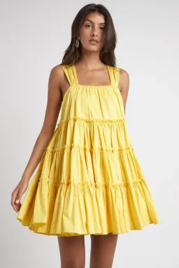 Aje Solstice Tiered Mini Dress Daisy Yellow Size 8 for rent on The Volte - image 2