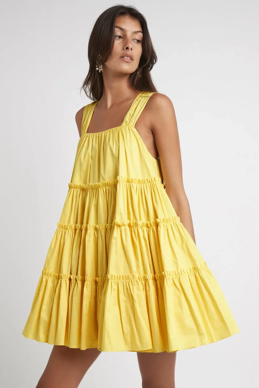 Aje Solstice Tiered Mini Dress Daisy Yellow Size 8 for rent on The Volte - main image