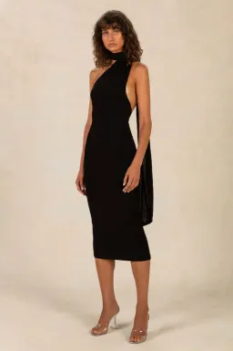 Misha Nicollette Slinky Jersey Midi Dress Black Size 8 for rent on The Volte - image 1