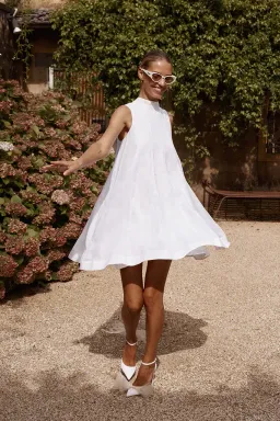 Dissh Linen Panel Mini Dress White Size 10 for rent on The Volte - image 3