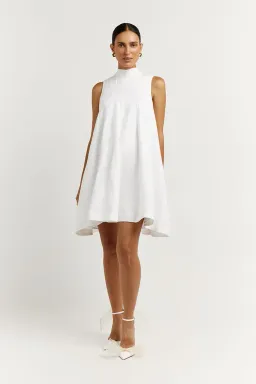 Dissh Linen Panel Mini Dress White Size 10 for rent on The Volte - image 1