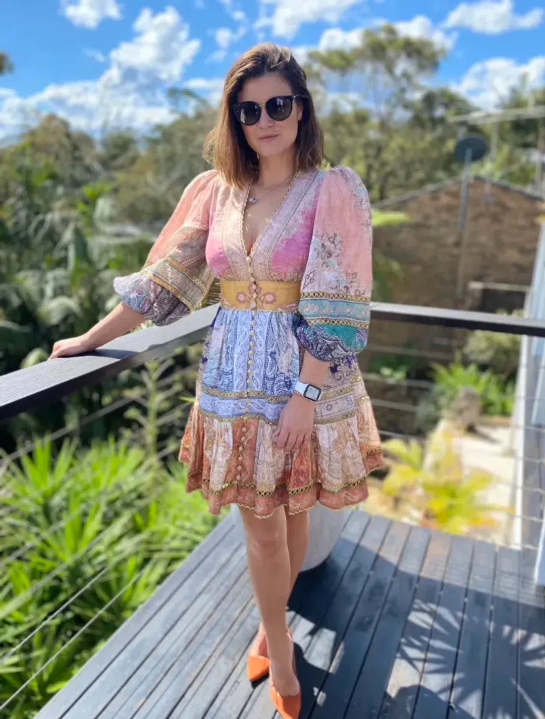 Zimmermann Anneke Lantern Mini Dress Print AU12 for rent on The Volte - main image